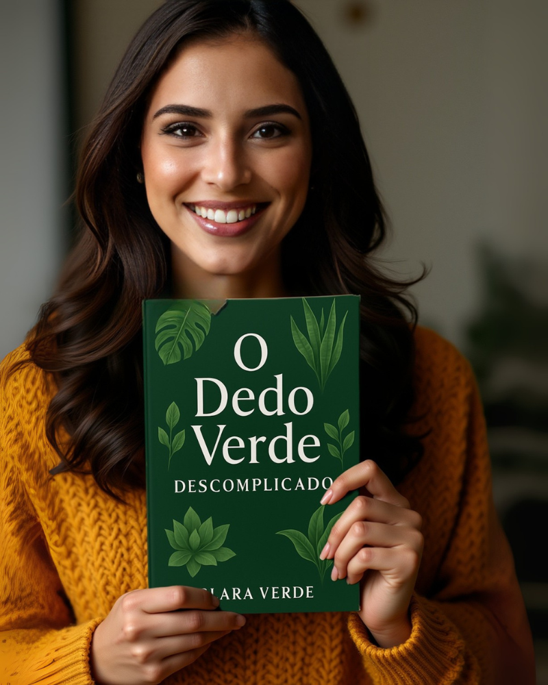 Clara, criadora do Meu Canto Verde, com o livro O Dedo Verde Descomplicado