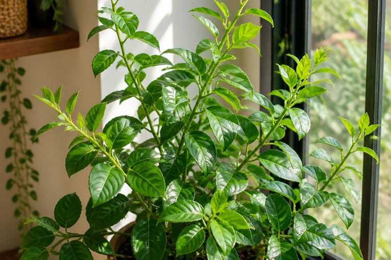 Planta de ora-pro-nobis saudável recebendo luz natural.
