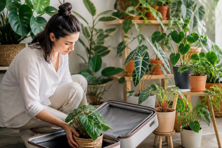 Imagem de plantas em um apartamento com luz natural.
