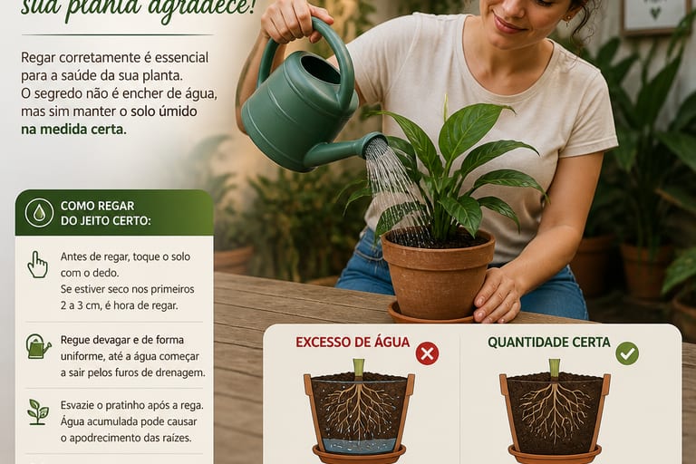 Imagem de uma planta sendo regada com um regador.