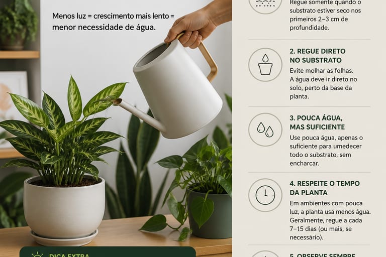 Um regador moderno sendo utilizado para molhar plantas em vasos.
